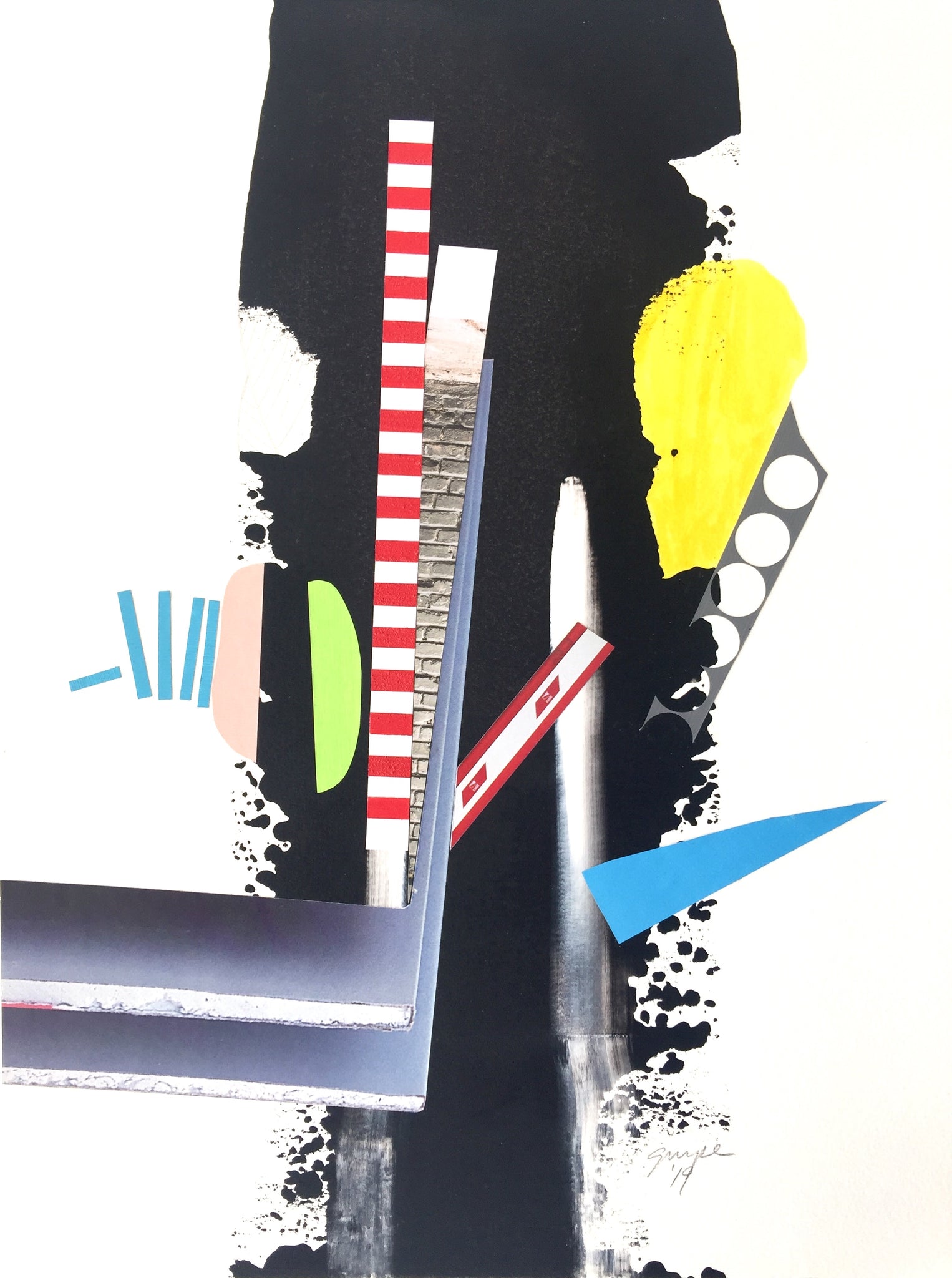 "Juggling Frequency Distribution" Acrylic Collage on Watercolor Paper 11" x 15"