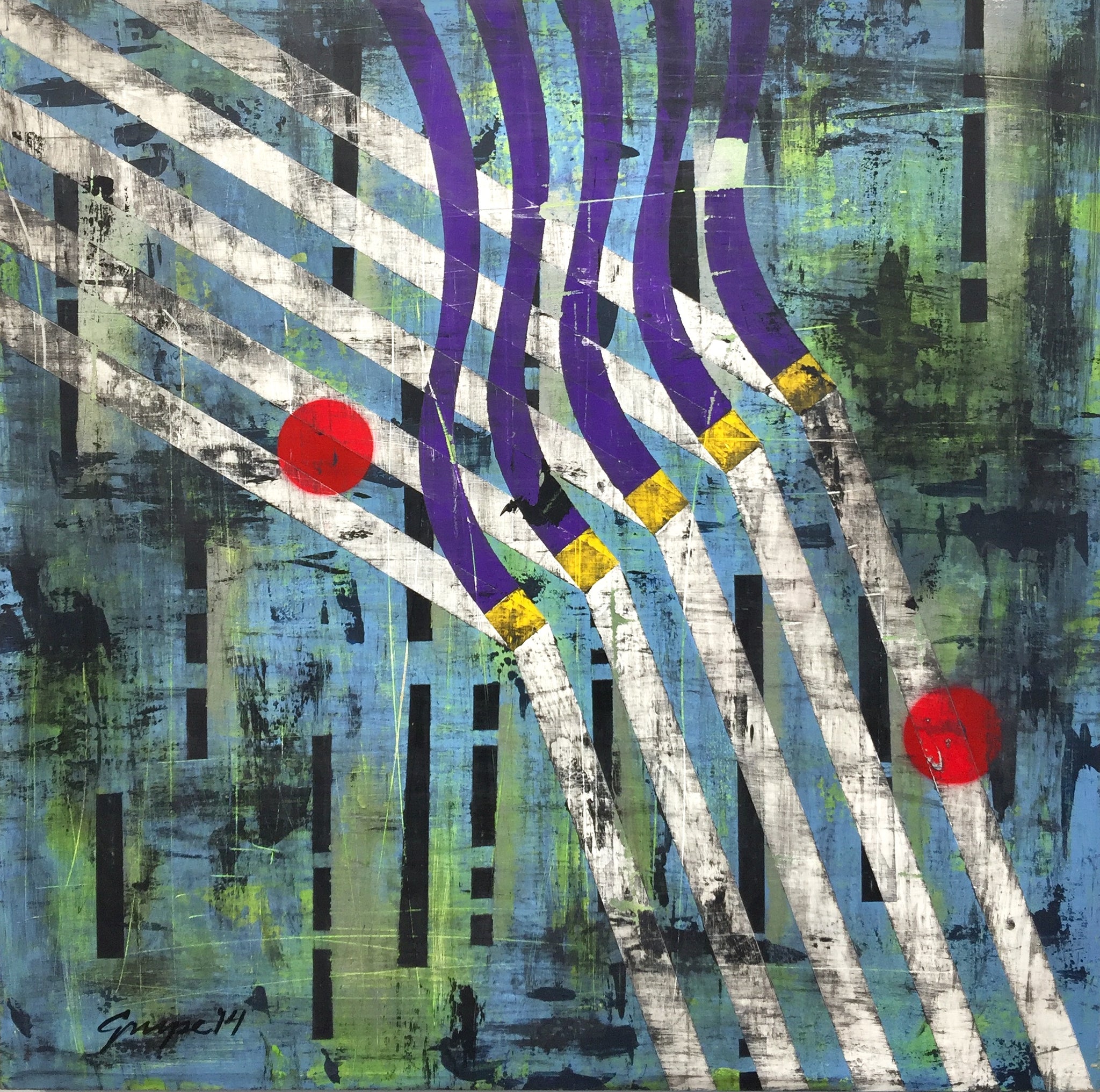 Debi Grupe Acrylic and Spray Paint on MDF Board 24x24